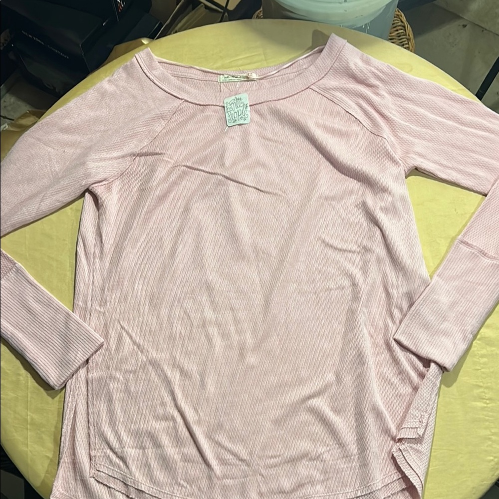 Free People Pink Fitted Long Sleeve Tee XL